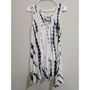 Navy and White Tie-dye Sundress